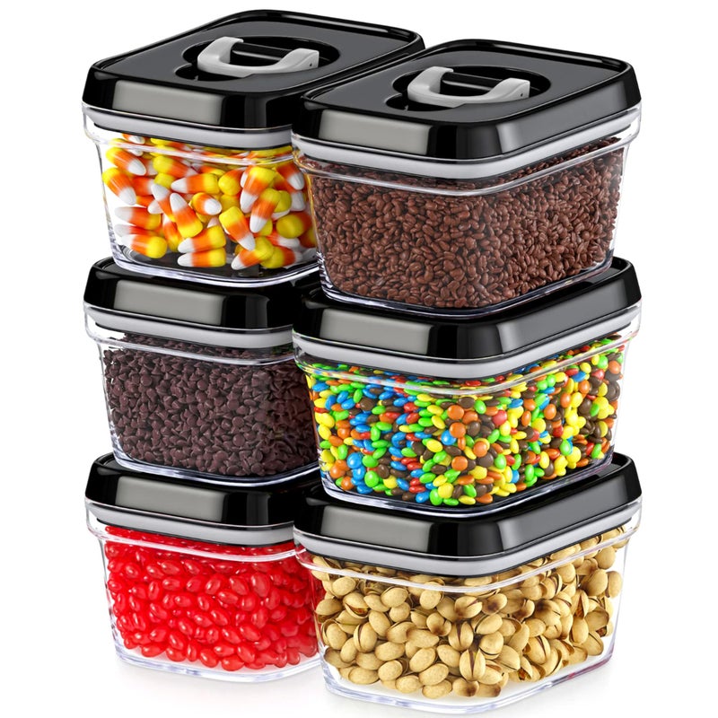DWÃ‹LLZA KITCHEN DWLLZA KITCHEN Mini Airtight Food Storage Containers with Lids - Set of 6 Clear Plastic Small Pantry Containers for Spices  Candy  Nuts  Coffee or Tea  BPA-Free  Keeps Food Fresh & Dry - Image 1